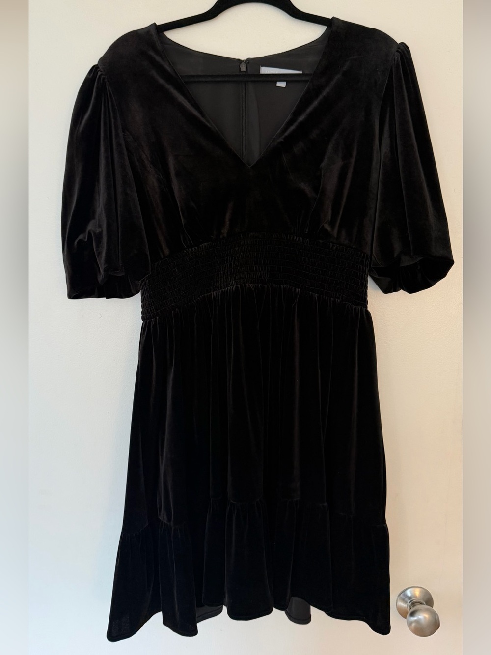 ANTONIO MELANI Black Velvet Dress with V-Neck